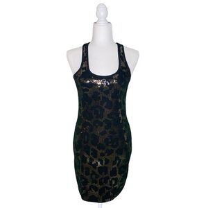 EXPRESS PIMA COTTON BLACK & GOLD LEOPARD SEQUIN DRESS · SIZE S